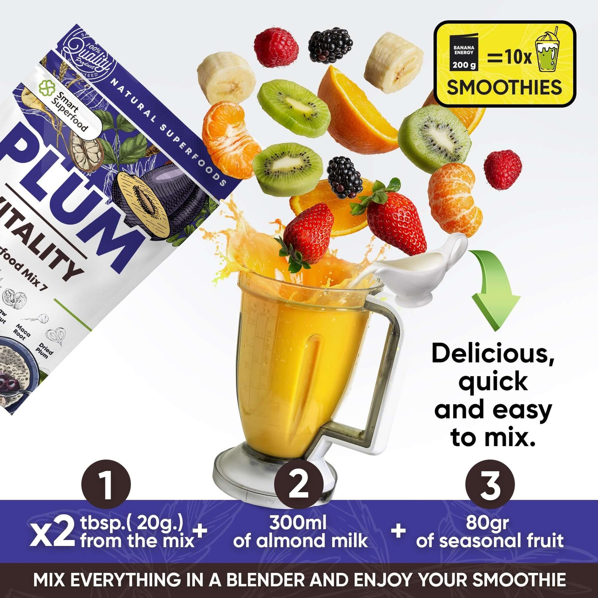 Smart Superfood Mix 7 "Plum Vitality" 10 Servings - Smart Superfood UK