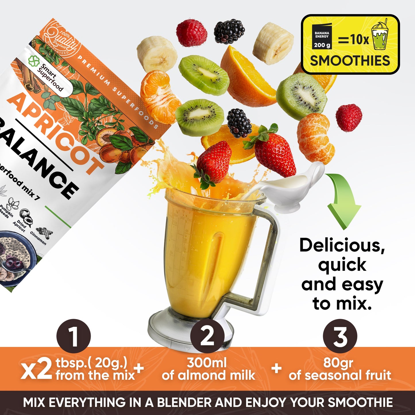 Superfood Mix 7 Apricot Balance - 10 Servings - Smart Superfood UK